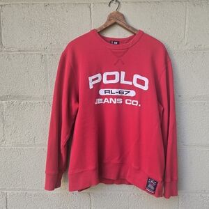 Vintage Ralph Lauren Polo Jeans Co RL67 Red Sweatshirt ● M